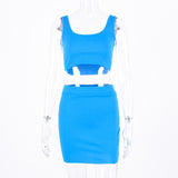 Hugcitar spaghetti straps sexy camis skirt 2 two piece set 2019 summer women fashion neon green party streetwear female sets